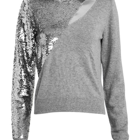 RtA Light Gray and Silver Sequin Sweater - purchased from Intermix, size XS NWT - Picture 3 of 9